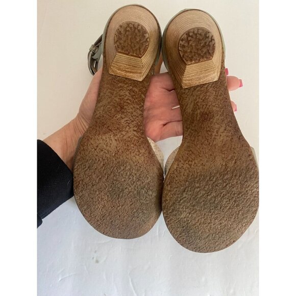 MJUS Teal and Aqua Leather Open Toe Block Heel Ankle Strap Sandal 40 - Picture 5 of 8